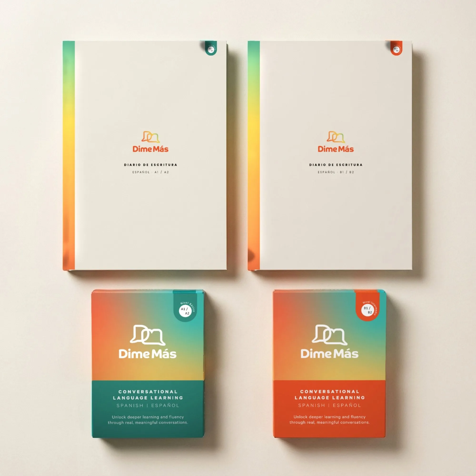 The Dime Más range, cards and journal together.
